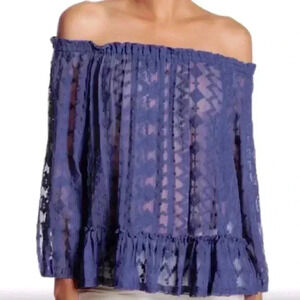 REBECCA TAYLOR purple silk off the shoulder blouse sz 8